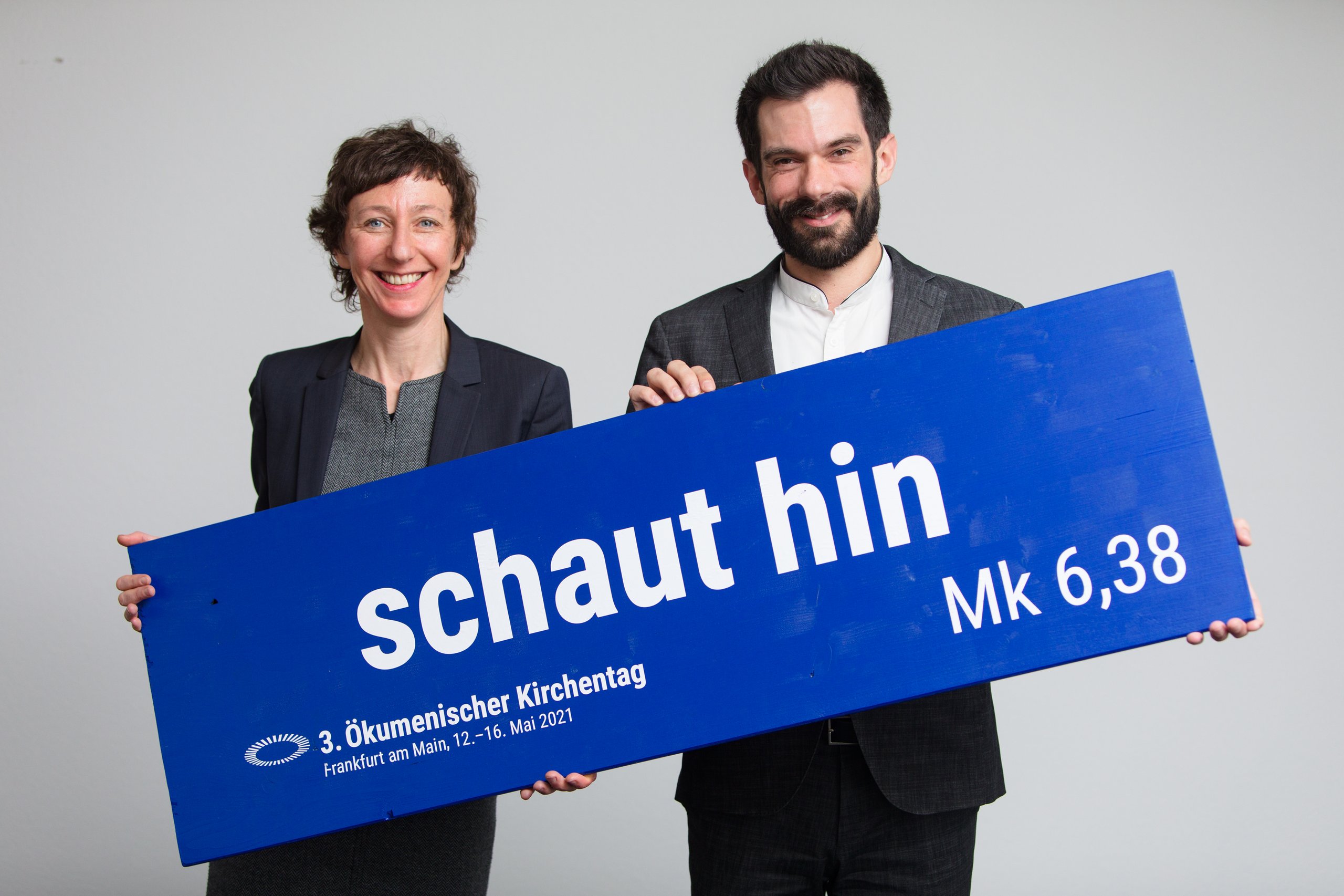 Kirchentags-Generalsekretärin Julia Helmke und ZdK-Generalsekretär Marc Frings